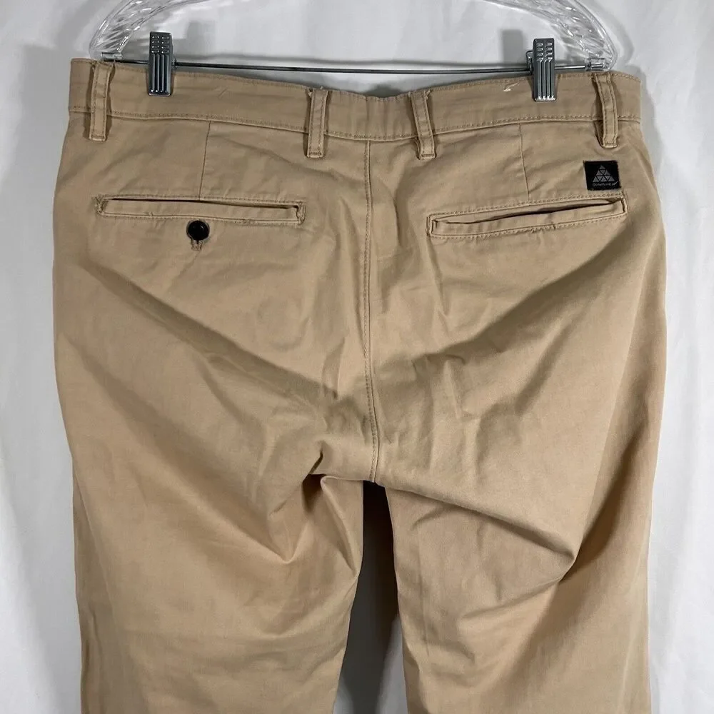 Zara Pants Men's 34 Khaki Denim Tan Pockets Cotton Blend Button Zip
